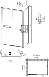 Grossman  Душевой уголок Style 120x70x195 профиль черный матовый стекло прозрачное – фотография-11